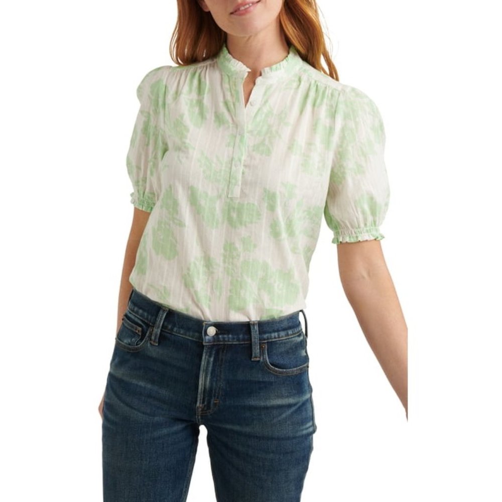 NEW LUCKY BRAND Puff Sleeve Popover Blouse S